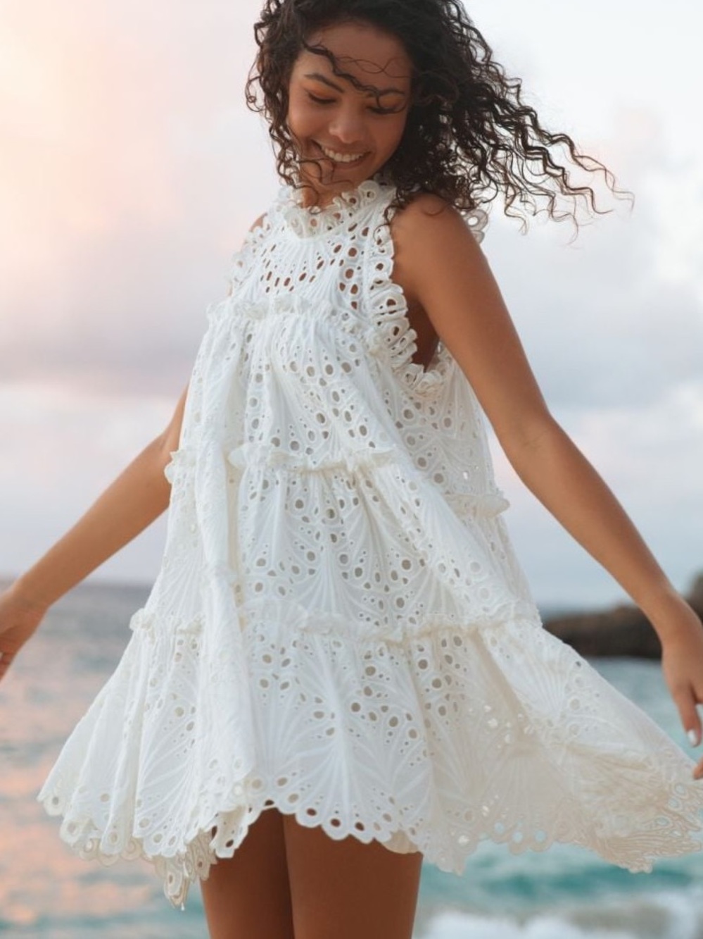 NWT! Dress w/ White Eyelet Tiers by Charina Sarte